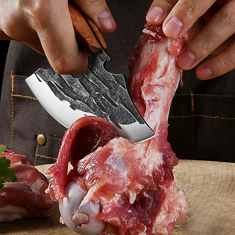 Kitchen Knives Barbecue Cleaver Meat Chop Vegetables Fruit Chef Knife Boning Knives Wood Handle Hand Forge Cooking Slicing Knife